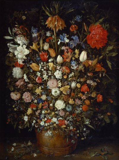 Fiori in un vaso di legno da Jan the Elder Brueghel